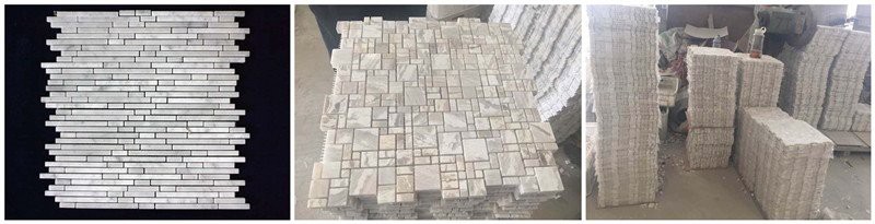 Hot White Wood Marble Mosaic Wall Panels-(001)
